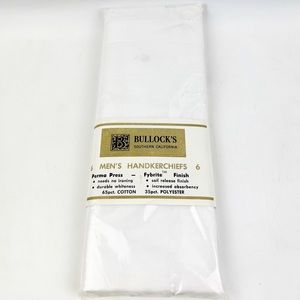 Vintage Pack of 6 Bullock’s White Handkerchiefs Perma Press Cotton Blend *Read